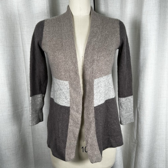 Charter Club Sweaters - Charter Club Luxury 100% Cashmere Medium Sweater Cardigan Colorblock Grey Brown